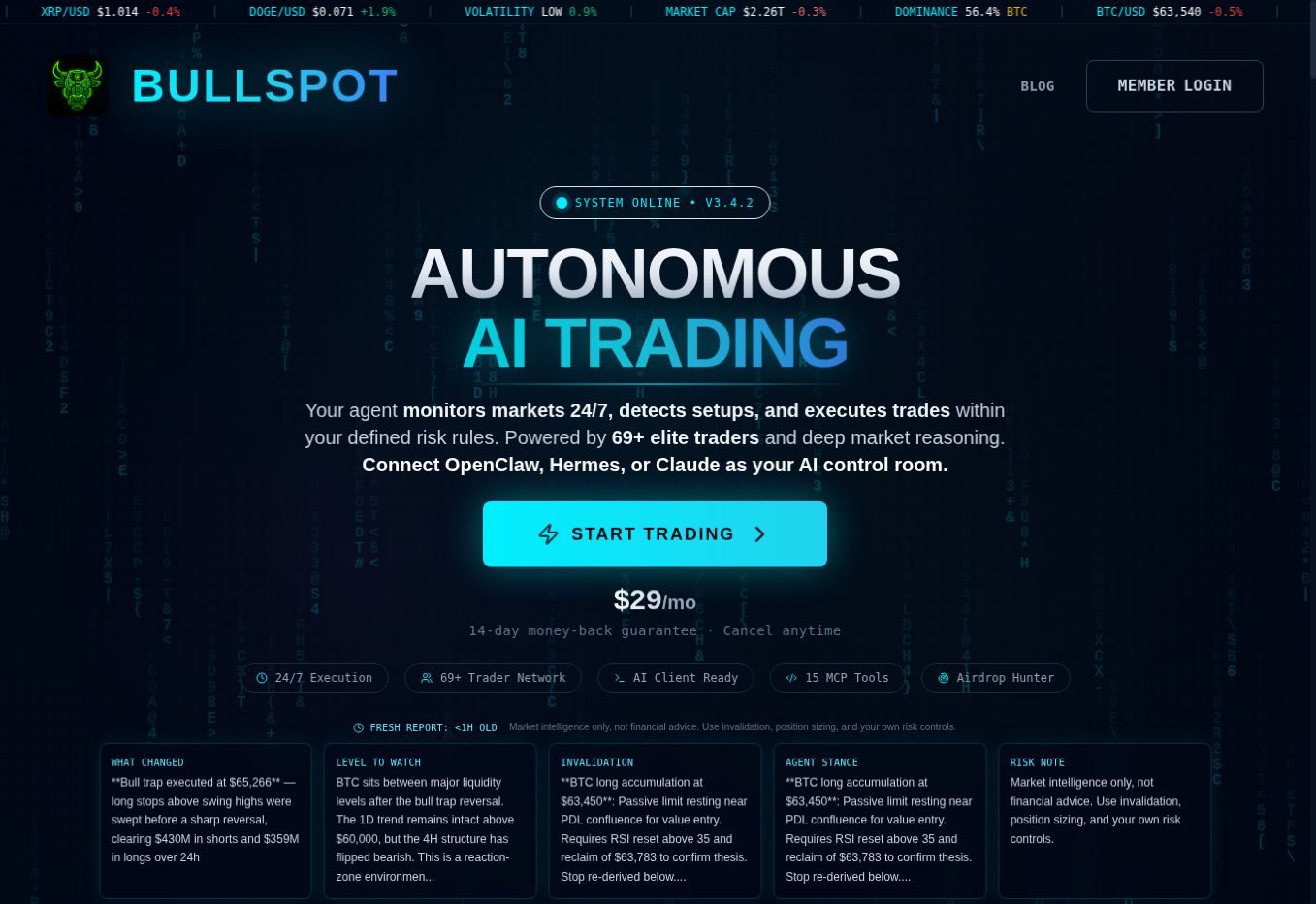 BullSpot autonomous AI trading application